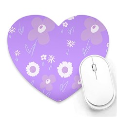 Daisy Flowers Lilac White Lavender Purple Heart Mousepad by Mazipoodles