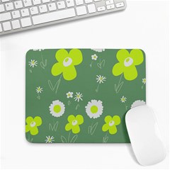 Daisy Flowers Lime Green White Forest Green  Small Mousepad by Mazipoodles