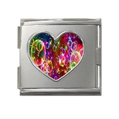 Rainbow Spectrum Bubbles Mega Link Heart Italian Charm (18mm) by artworkshop