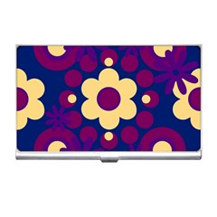 Flowers Pearls And Donuts Purple Burgundy Peach Navy Business Card Holder by Mazipoodles