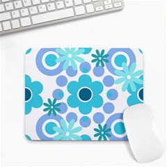 Flowers Pearls And Donuts Pastel Teal Periwinkle Teal White  Small Mousepad by Mazipoodles