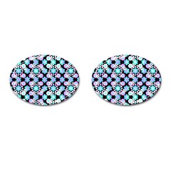 Bitesize Flowers Pearls And Donuts Bubblegum Blue Purple White Cufflinks (oval) by Mazipoodles