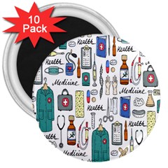 Medical Biology Detail Medicine Psychedelic Science Abstract Abstraction Chemistry Genetics Art Patt 3  Magnets (10 Pack)  by Jancukart