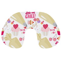 Desserts Pastries Baking Wallpaper Travel Neck Pillow by Ravend