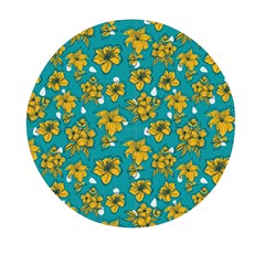 Turquoise And Yellow Floral Mini Round Pill Box (pack Of 3) by fructosebat