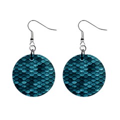 Teal Scales! Mini Button Earrings by fructosebat