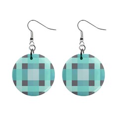Square Crosses Check 1  Mini Button Earrings by Mazipoodles