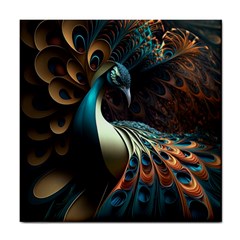 Peacock Bird Feathers Colorful Texture Abstract Tile Coaster by Pakemis