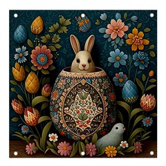 Easter Bunny Rabbit Flowers Easter Happy Easter Banner And Sign 4  X 4  by Jancukart