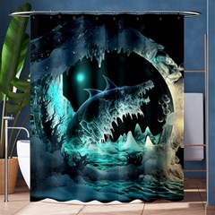 Sculpture Dinosaur Shark Frozen Winter Fantasy Shower Curtain 60  X 72  (medium)  by Ravend