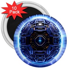 Ai Generated Digital Technology Computer Internet 3  Magnets (10 Pack)  by Ravend