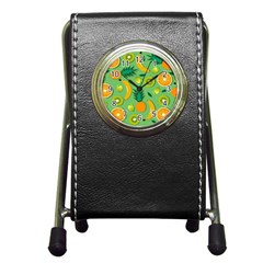 Fruit Tropical Pattern Design Art Pattern Pen Holder Desk Clock by Ravend