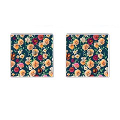 Charming Foliage – Watercolor Flowers Botanical Cufflinks (square) by GardenOfOphir