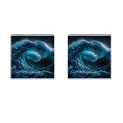 Tsunami Waves Ocean Sea Water Rough Seas 4 Cufflinks (square) by Ravend