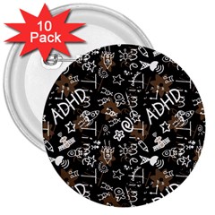 Background Pattern Graphic Beautiful Wallpaper 3  Buttons (10 Pack)  by Ravend