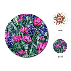 Cherished Watercolor Flowers Playing Cards Single Design (round) by GardenOfOphir