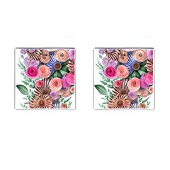 Boho Botanical Flowers Cufflinks (square) by GardenOfOphir