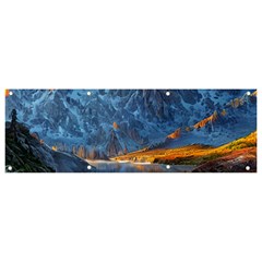 Majestic Lake Landscape Banner And Sign 9  X 3  by GardenOfOphir