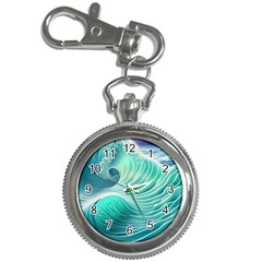 Pink Sky Blue Ocean Waves Key Chain Watches by GardenOfOphir