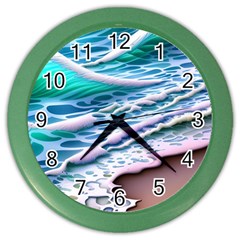 Shore Blue Ocean Waves Color Wall Clock by GardenOfOphir