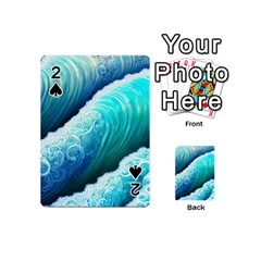 Abstract Waves In Blue And Green Playing Cards 54 Designs (mini) by GardenOfOphir
