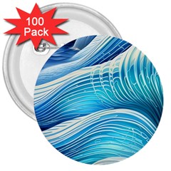 Sea Of Blue 3  Buttons (100 Pack)  by GardenOfOphir