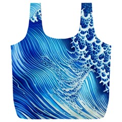 Wave Beach Iii Full Print Recycle Bag (xxl) by GardenOfOphir