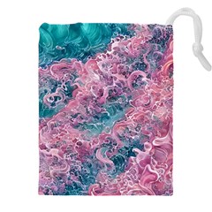 Ocean Waves In Pink Ii Drawstring Pouch (5xl) by GardenOfOphir