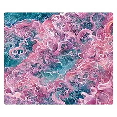 Ocean Waves In Pink Ii One Side Premium Plush Fleece Blanket (small) by GardenOfOphir