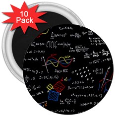 Black Background With Text Overlay Mathematics Formula Board 3  Magnets (10 Pack)  by Jancukart