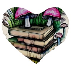 Liberty Cap Magic Mushroom Charm Large 19  Premium Heart Shape Cushions by GardenOfOphir