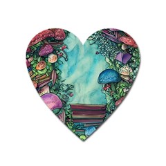 Sorcery And Spellwork With Mushrooms Heart Magnet by GardenOfOphir