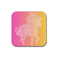 Unicorm Orange And Pink Rubber Coaster (square) by lifestyleshopee