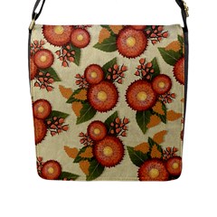 Flowers Leaves Pattern Flora Botany Drawing Art Flap Closure Messenger Bag (l) by Ravend