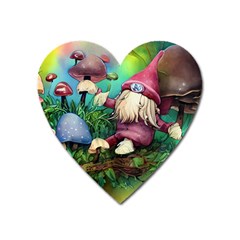 Vintage Flowery Mushroom Heart Magnet by GardenOfOphir