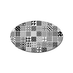 Black And White Geometric Patterns Sticker (oval) by Jancukart