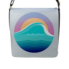 Tsunami Tidal Wave Wave Minimalist Ocean Sea Flap Closure Messenger Bag (l) by Pakemis
