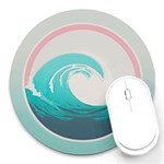 Tidal Wave Ocean Sea Tsunami Wave Minimalist Round Mousepad Front