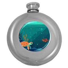 Ai Generated Ocean Sea Fish Aquatic Water Nature 5 Round Hip Flask (5 Oz) by Pakemis