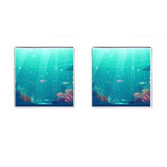 Ai Generated Ocean Sea Fish Aquatic Water Nature 3 Cufflinks (square) by Pakemis