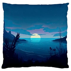 Ai Generated Ocean Sea Water Anime Nautical 2 Large Premium Plush Fleece Cushion Case (one Side) by Pakemis