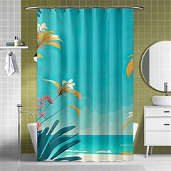 Beach Ocean Flowers Floral Plants Vacation Shower Curtain 48  X 72  (small)  by Pakemis