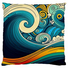 Waves Wave Ocean Sea Abstract Whimsical Abstract Art Standard Premium Plush Fleece Cushion Case (two Sides) by Pakemis