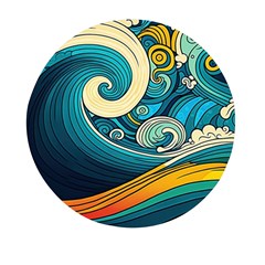 Waves Wave Ocean Sea Abstract Whimsical Abstract Art Mini Round Pill Box by Pakemis