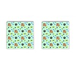 Dog Pattern Seamless Blue Background Scrapbooking Cufflinks (Square) Front(Pair)