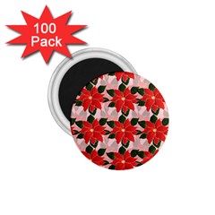 Poinsettia Pattern Seamless Pattern Christmas Xmas 1 75  Magnets (100 Pack)  by Wegoenart