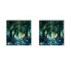 Trees Forest Mystical Forest Nature Cufflinks (square) by Ravend