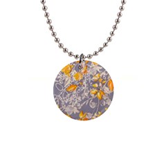 Fabric Floral Background 1  Button Necklace by Jancukart