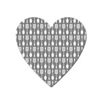 Gray And White Kitchen Utensils Pattern Heart Magnet Front