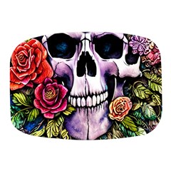 Sugar Skull With Flowers - Day Of The Dead Mini Square Pill Box by GardenOfOphir
